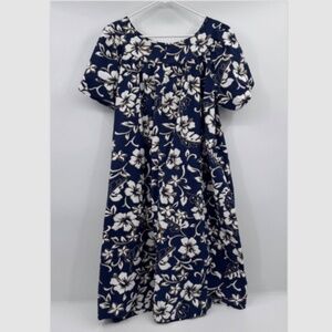 Hilo Hattie Hawaiian Dress Women 2XL Blue Vintage Muumuu Floral Cottage Prairie